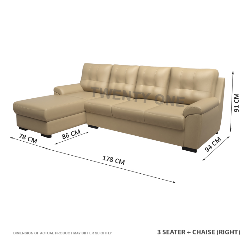 SKH N2136 3 SEATER + L SHAPE HALF LEATHER SOFA 1B RIGHT